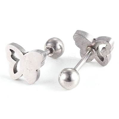 Tarnish Resistant 201 Stainless Steel Barbell Cartilage Earrings EJEW-R147-11-1