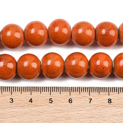Handmade Fancy Antique Glazed Porcelain Ceramic Round Beads Strands PORC-L019-13mm-03-1