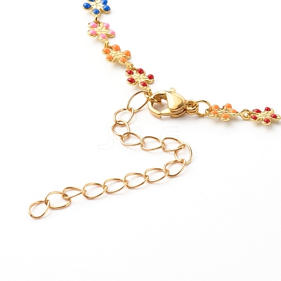 Brass Enamel Link Chain Necklaces NJEW-JN03554-1