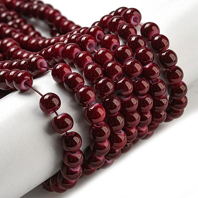 Painted Glass Bead Strands DGLA-S071-6mm-B30-1