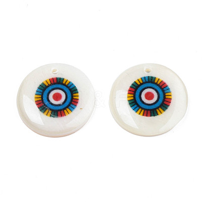 Printed Freshwater Shell Charms SHEL-T009-20B-1
