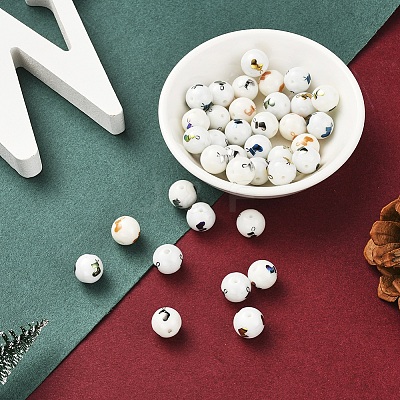 80Pcs 8 Colors Christmas Opaque Glass Beads EGLA-YW0001-05-1