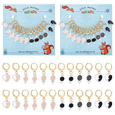 Alloy Ename Heart & Lollipop & Rabbit Pendant Locking Stitch Markers HJEW-AB00069-1