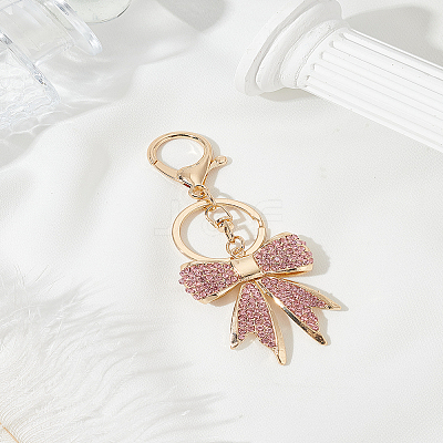 1Pc Alloy Rhinestone Bowknot Keychains KEYC-LP0001-36-1