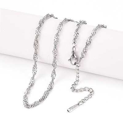 3.2MM 304 Stainless Steel Singapore Chain Necklaces NJEW-N058-12P-1