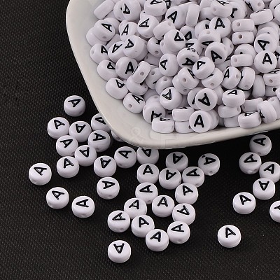 Acrylic Horizontal Hole Letter Beads X-PL37C9070-A-1