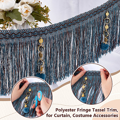 4M Polyester Fringe Tassel Trim DIY-OC0013-37B-1