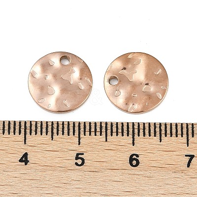 304 Stainless Steel Textured Disc Charms STAS-Q336-11C-RG-1