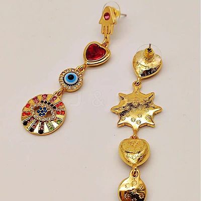 Alloy Enamel Evil Eye Dangle Stud Earrings FS-WGB3014-01-1