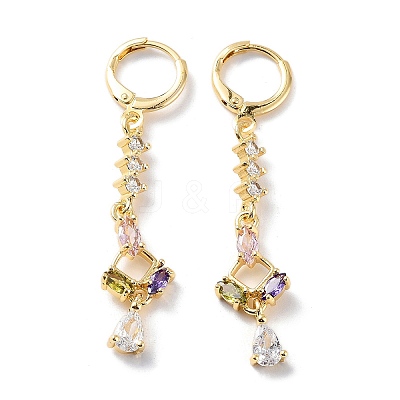 Rack Plating Golden Brass Dangle Leverback Earrings EJEW-A030-01D-G-1
