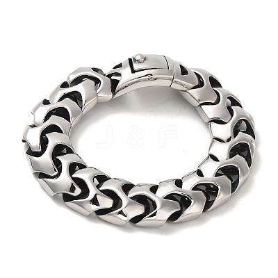304 Stainless Steel Link Chain Bracelets for Women Men BJEW-Q341-12AS-1