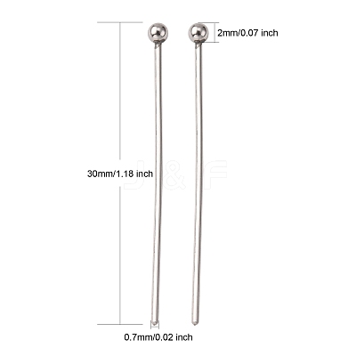 Tarnish Resistant 304 Stainless Steel Ball Head Pins STAS-K146-045-30x0.7mm-1