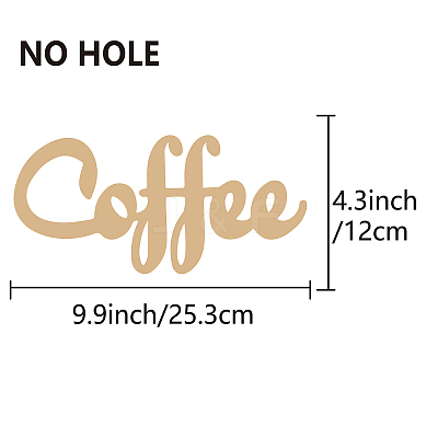 Word Coffee Laser Cut Unfinished Basswood Wall Decoration WOOD-WH0113-100-1