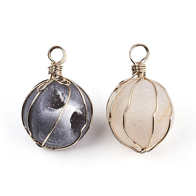 Natural Druzy Geode Agate Pendants G-N326-51-1
