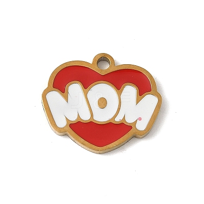 Mother's Day 304 Stainless Steel Enamel Charms STAS-P388-19I-G-1