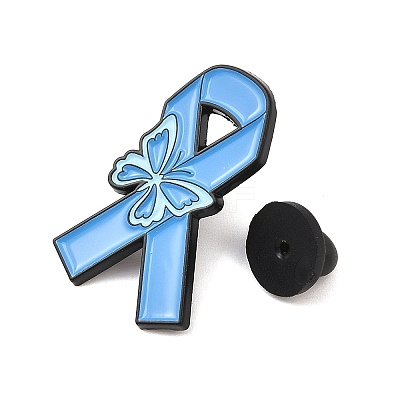 Awareness Ribbon with Butterfly Enamel Pins LS-JEWB-C048-03A-EB-1