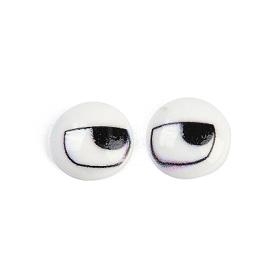 White and Black Flat Round Cartoon Resin Cabochons LS-CRES-Q009-01C-1