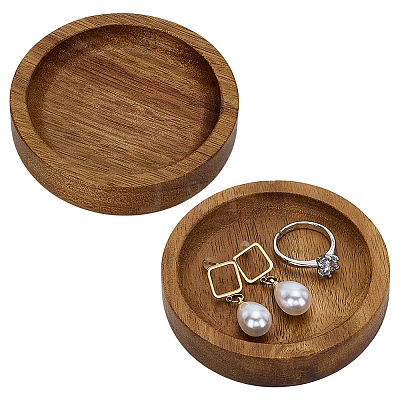 Flat Round Wood Jewelry Plate DJEW-WH0027-06A-1