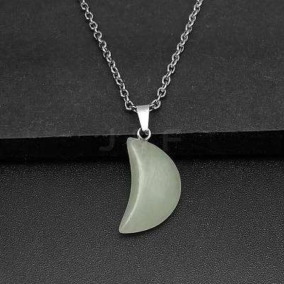 Moon Natural Green Aventurine Pendant Necklaces AK5365-11-1