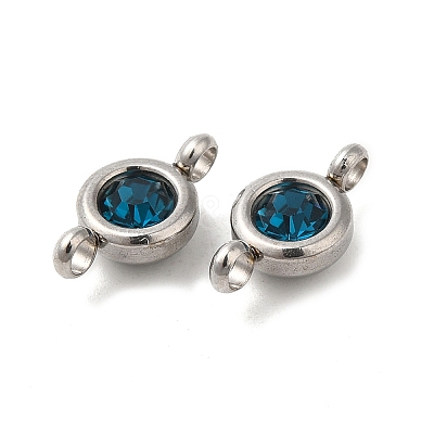 304 Stainless Steel Single Rhinestone Connector Charms STAS-E194-13P-02-1