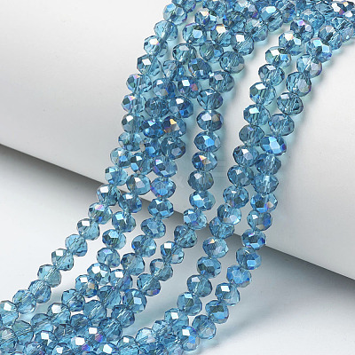 Electroplate Glass Beads Strands X-EGLA-A034-T6mm-I04-1