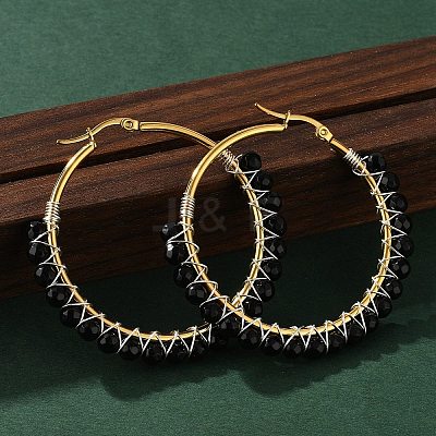 Beaded Hoop Earrings X-EJEW-JE03830-04-1