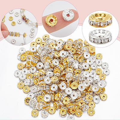 300Pcs 2 Colors Brass Rhinestone Spacer Beads RB-SP0001-04-1