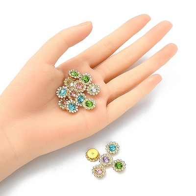 50Pcs 5 Colors Flower Sew on Rhinestone RGLA-YW0002-02-1