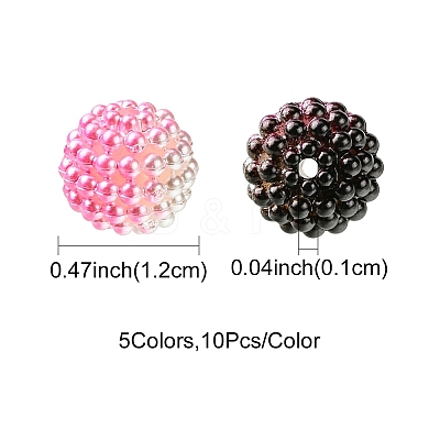 50Pcs 5 Colors Imitation Pearl Acrylic Beads OACR-FS0001-62A-1