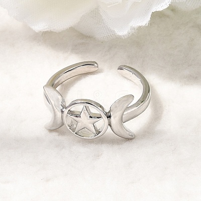 Brass Open Cuff Rings for Women RJEW-K322-01P-1