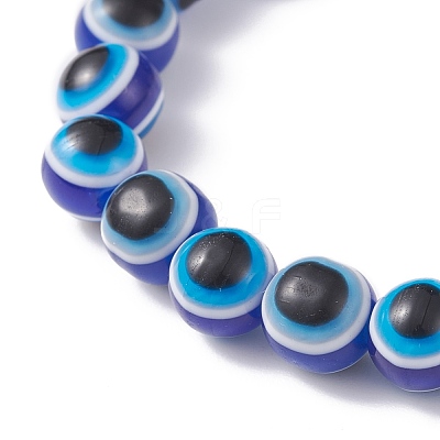 3Pcs 3 Style Evil Eye Resin Beaded Stretch Bracelets Set with Sea Turtle & Starfish & Shell for Women BJEW-JB07542-1