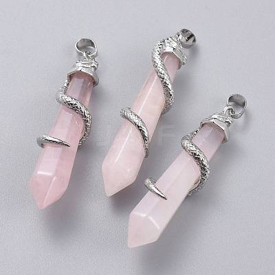Natural Rose Quartz Big Pointed Pendants G-F696-B13-1