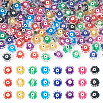 240Pcs 8 Colors Printed Transparent Acrylic Beads TACR-TA0001-94-1