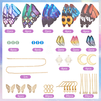 DIY Imitation Leather & Synthetic Moonstone Butterfly Dangle Earring Making Kits DIY-SC0026-33-1