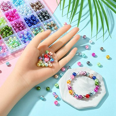 24Colors Rainbow ABS Plastic Imitation Pearl Beads OACR-YW0001-75-1