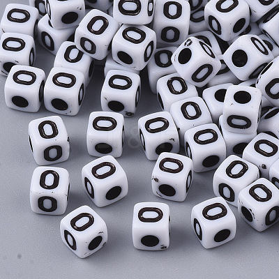 White Opaque Acrylic Beads X-MACR-R869-02O-1