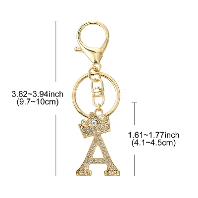 Golden Alloy Rhinestone Keychain KEYC-YW00105-01-1