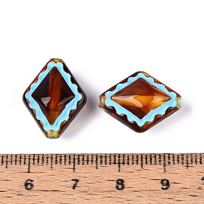 Painted Transparent Acrylic Beads OACR-T029-03H-1