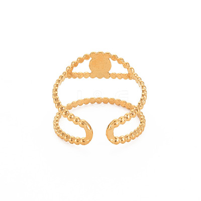 Ion Plating(IP) 304 Stainless Steel Open Pad Ring Cabochon Settings STAS-S119-157G-1