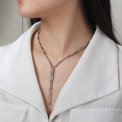 Adjustable 925 Sterling Silver Round Column Magnetic Beaded Necklaces for Women NJEW-A048-03P-1