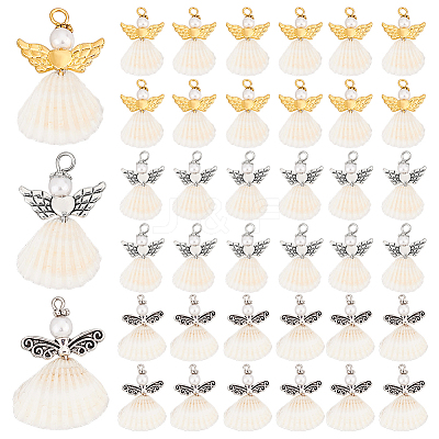 48Pcs 3 Styles Spiral Shell Angel Pendants FIND-PH0020-54-1