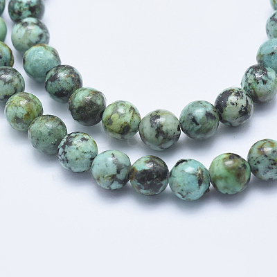 Natural African Turquoise(Jasper) Beads Strands G-E444-47-6mm-1