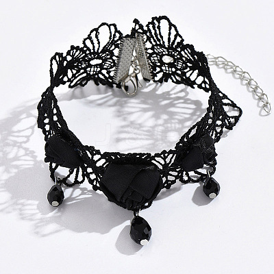 Alloy with Glass Rose Flower Lace Anklets for Women FS-WG36F6D-01-1