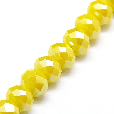 Electroplate Opaque Solid Color Crystal Glass Rondelle Beads Strands EGLA-F047A-14AB-1