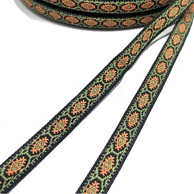 50 Yards Ethnic Style Embroidered Woven Nylon Flower Jacquard Ribbon PW-WG0FDC2-03-1
