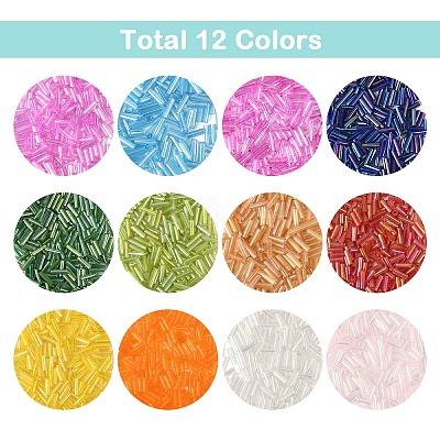 12 Styles Mixed Style Glass Round Bugle Beads GLAA-YW0004-94-1