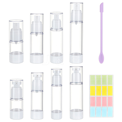 8Pcs 8 Style Plastic Portable Refillable Airless Pump Bottles AJEW-PH0011-42-1