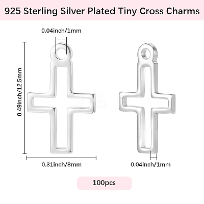 100Pcs Brass Tiny Cross Charms KK-BBC0024-59S-1