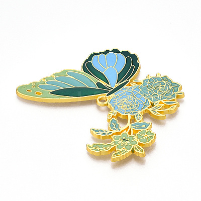 Rack Plating Alloy Enamel Big Pendants LS-ENAM-N056-399E-G-1