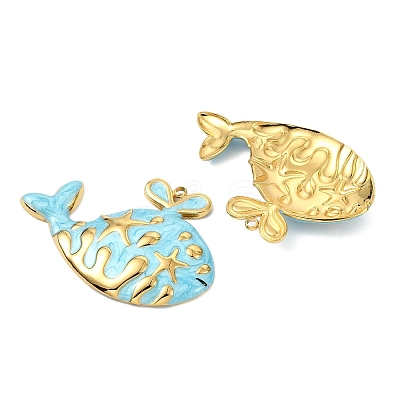 Ocean 304 Stainless Steel Enamel Pendants X-STAS-T076-08F-03G-1